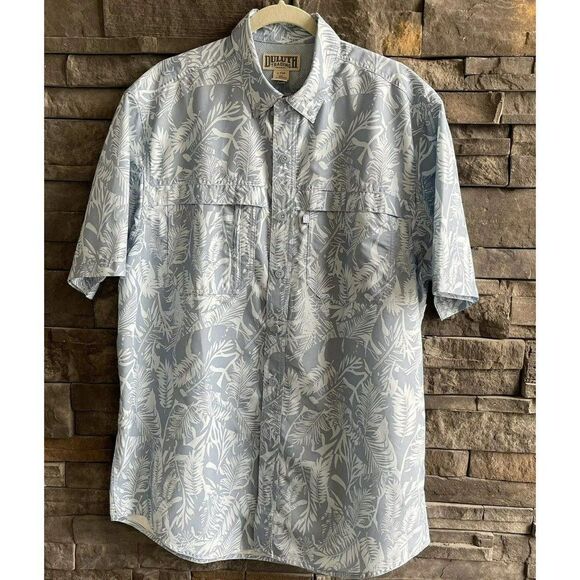 Duluth Trading Co Men’s Short Sleeve Button Down Floral Print Shirt Size L Tall‎ - Picture 1 of 3